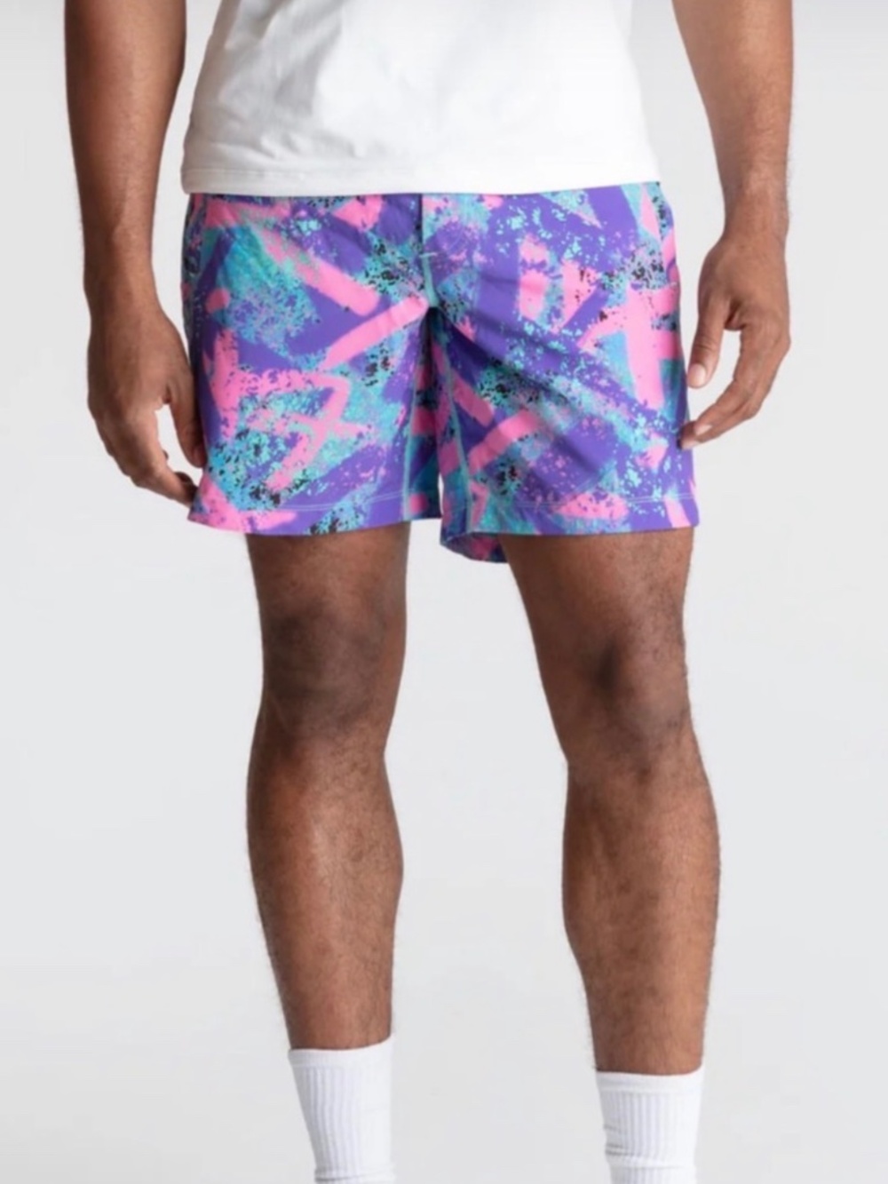 Bird Dogs Men's Medium Shorts Purple Pink Green Abstract Athletic Casual Boom M‎